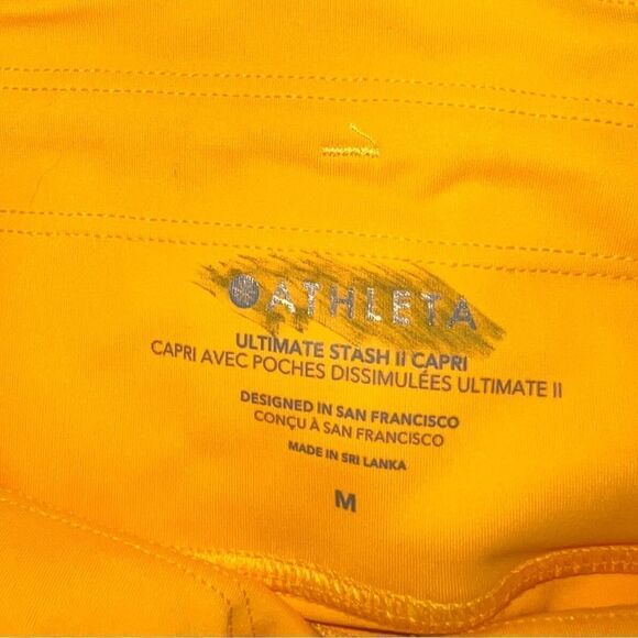 Athleta Ultimate Stash II Capri Radiant Sunrise Yellow Workout Medium NWOT - Picture 5 of 7